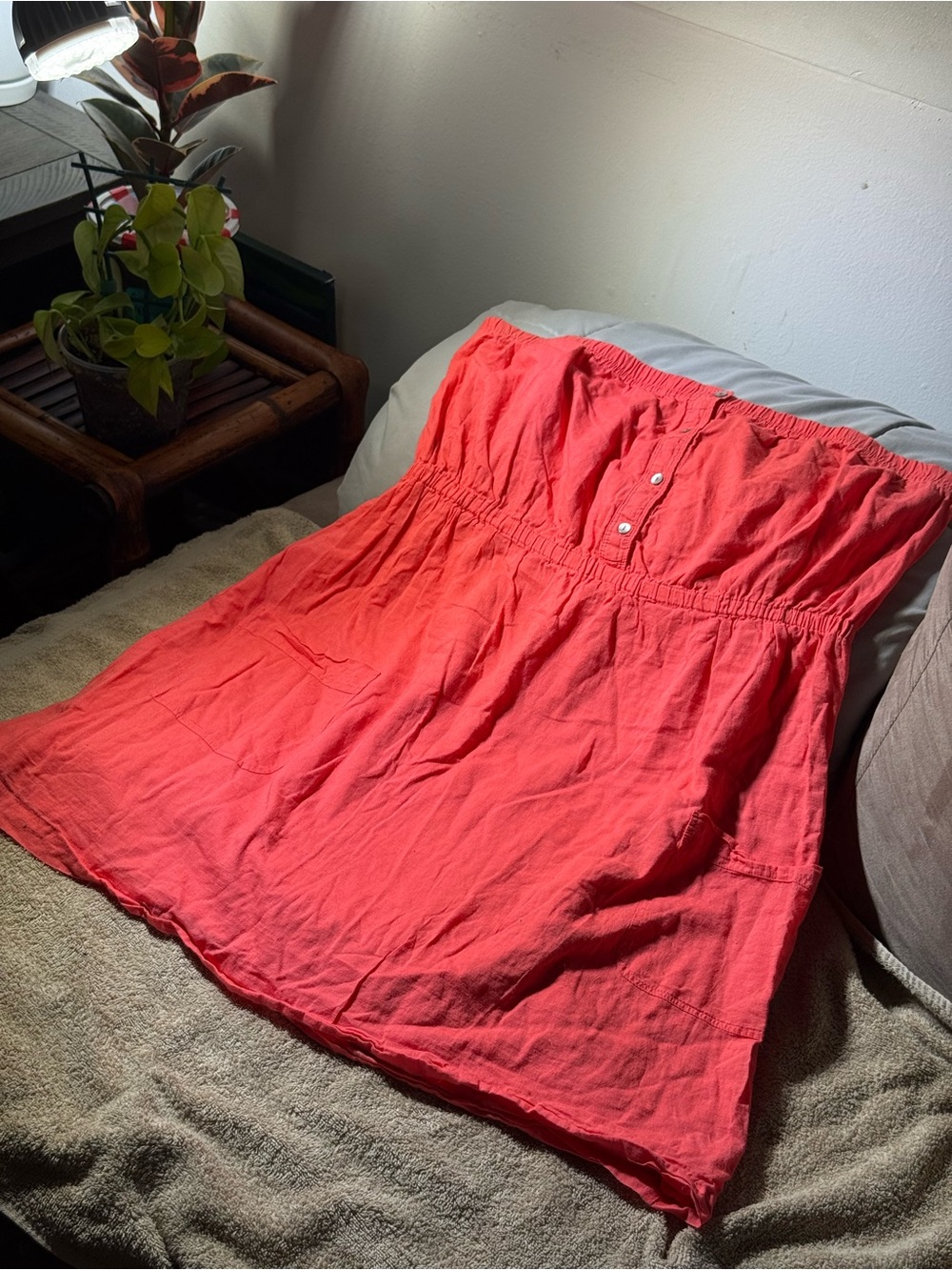 Strapless Coral Women’s Mini Dress
